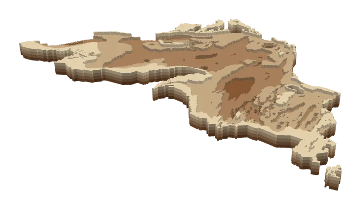 Lake Superior as stacked wood layers, showing the largest of the Great Lakes, with its deep trough off the north shore